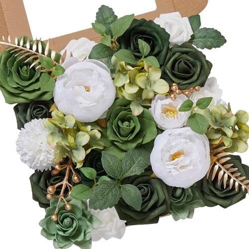 Green Artificial Flowers Box Silk Flowers with Stems for Wedding