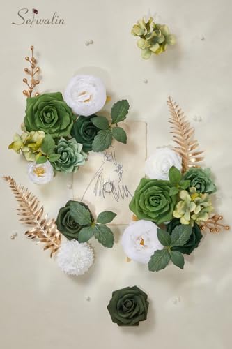 Green Artificial Flowers Box Silk Flowers with Stems for Wedding, alternate view 3