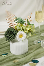 Green Artificial Flowers Box Silk Flowers with Stems for Wedding, alternate view 4