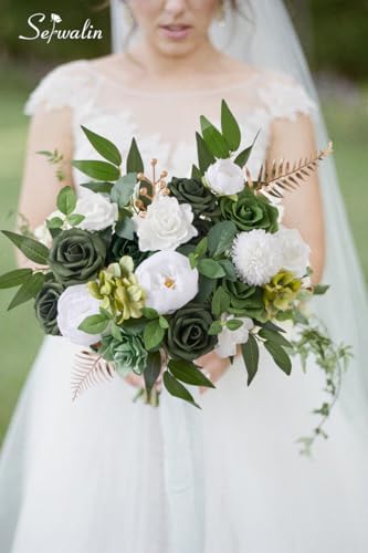 Green Artificial Flowers Box Silk Flowers with Stems for Wedding, alternate view 5