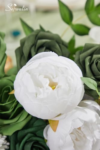 Green Artificial Flowers Box Silk Flowers with Stems for Wedding, alternate view 7