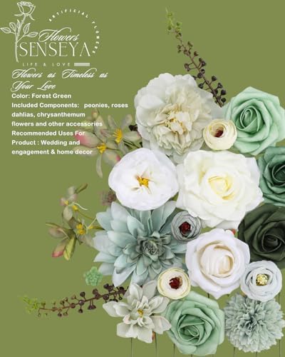 Green Artificial Flowers Combo for Wedding & Home Decor in Forest Green, alternate view 2