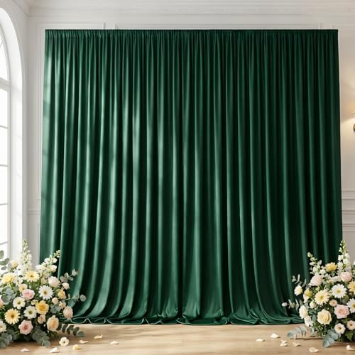Green Backdrop Curtain - 20x10FT Back Drop Curtains for Parties Wrinkle-Free Soft Polyester Backdrop Wedding
