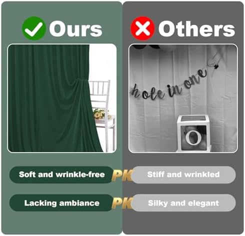 Green Backdrop Curtain - 20x10FT Back Drop Curtains for Parties Wrinkle-Free Soft Polyester Backdrop Wedding, alternate view