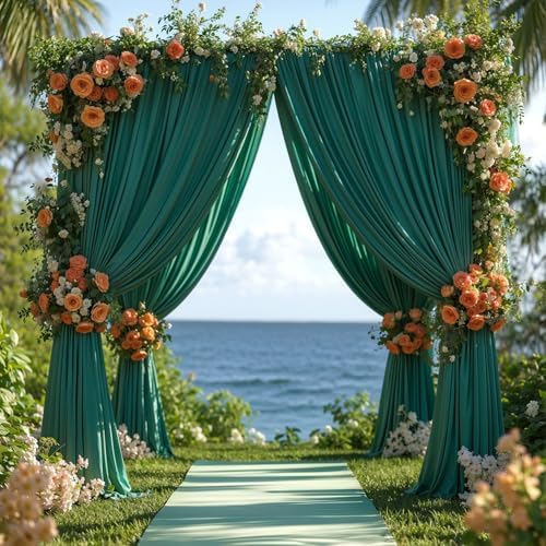 Green Backdrop Curtains 24 x 10ft for Photo Background Wrinkle Free in W4' x H10'(6 panels) in Green, alternate view 3
