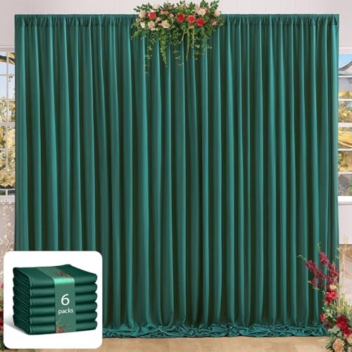 Green Backdrop Curtains 24 x 10ft for Photo Background Wrinkle Free in W4' x H10'(6 panels) in Green, alternate view 7