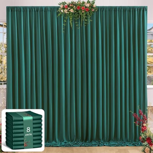 Green Backdrop Curtains 32 x 10ft for Photo Background Wrinkle Free in W4' x H10'(8 panels) in Green, alternate view 2