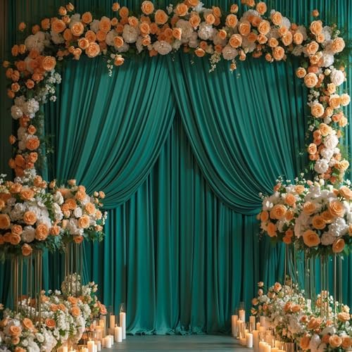 Green Backdrop Curtains 32 x 10ft for Photo Background Wrinkle Free in W4' x H10'(8 panels) in Green, alternate view 4