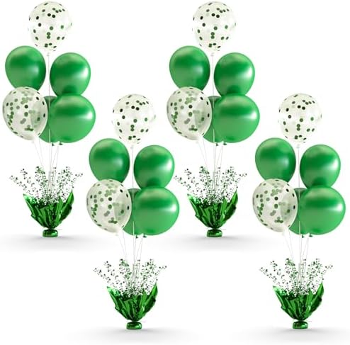 Green Balloon Table Centerpiece Kit, 4 Sets Green Balloon Stands for Tables with Metallic Star Centerpieces