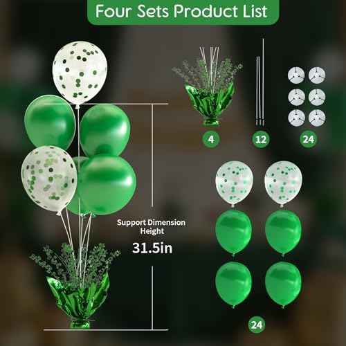 Green Balloon Table Centerpiece Kit, 4 Sets Green Balloon Stands for Tables with Metallic Star Centerpieces, alternate view 3