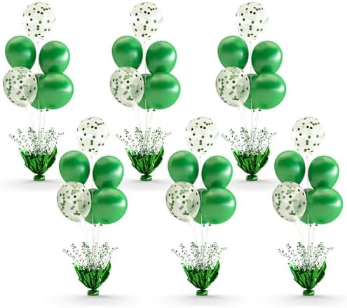 Green Balloon Table Centerpiece Kit, 6 Sets Green Balloon Stands for Tables with Metallic Star Centerpieces