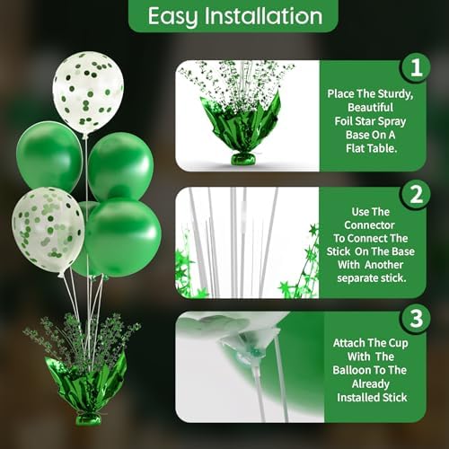 Green Balloon Table Centerpiece Kit, 6 Sets Green Balloon Stands for Tables with Metallic Star Centerpieces, alternate view 5