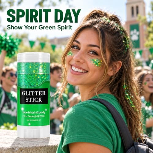 Green Body Glitter Stick, Mardi Gras Face Hair Glitter, Festival Rave Outfits for Women, St Patricks Day, alternate view 2