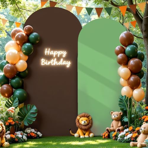 Green Brown Arch Backdrop Cover 6.6FT Party Wedding Arch Covers Stretchy Backdrop Baby Shower Bridal Shower, alternate view 3