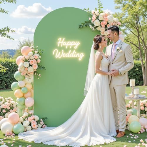 Green Brown Arch Backdrop Cover 6.6FT Party Wedding Arch Covers Stretchy Backdrop Baby Shower Bridal Shower, alternate view 5