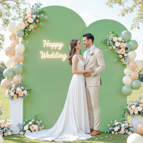 Green Brown Arch Backdrop Cover 7.2 and 6ft Party Wedding Arch Covers Stretchy Backdrop Baby Shower Bridal, alternate view 6