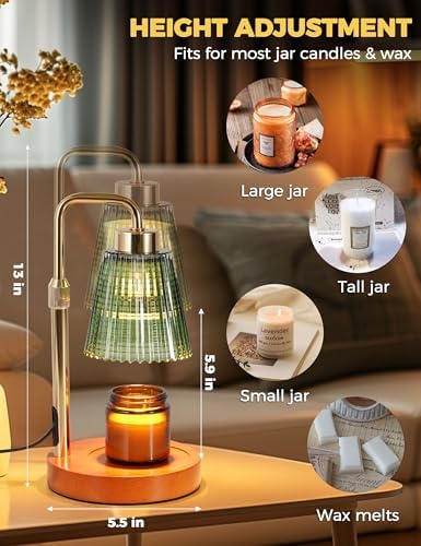 Green Candle Warmer Lamp with 24h Cycle Timer, Dimmable Wax Melt Warmer, alternate view 2