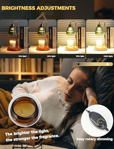 Green Candle Warmer Lamp with 24h Cycle Timer, Dimmable Wax Melt Warmer, alternate view 3