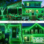 Green Christmas Icicle Lights, 33FT 360 LED 60 Drops, alternate view 2