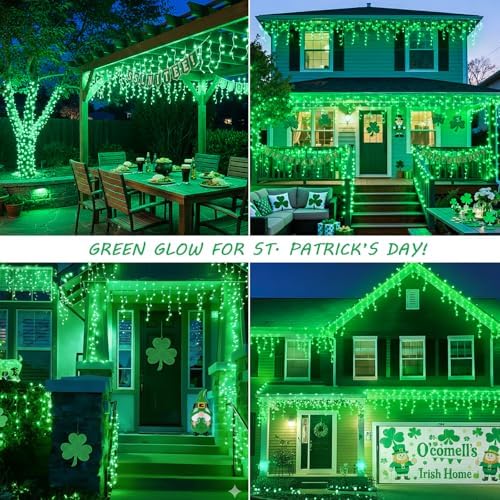 Green Christmas Icicle Lights, 33FT 360 LED 60 Drops, alternate view 2