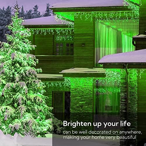 Green Christmas Icicle Lights, 33FT 360 LED 60 Drops, alternate view 4
