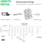 Green Christmas Icicle Lights, 33FT 360 LED 60 Drops, alternate view 5