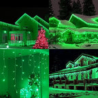 Green Christmas Icicle Lights, 33FT 360 LED 60 Drops, alternate view 7