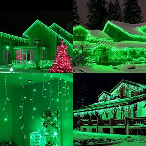 Green Christmas Icicle Lights, 33FT 360 LED 60 Drops, alternate view 7