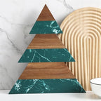 Green Christmas Tree Marble Cheese Board Charcuterie Cutting Tray Marble Serving Decorative for Decoration