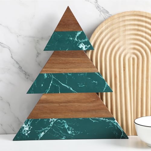 Green Christmas Tree Marble Cheese Board Charcuterie Cutting Tray Marble Serving Decorative for Decoration