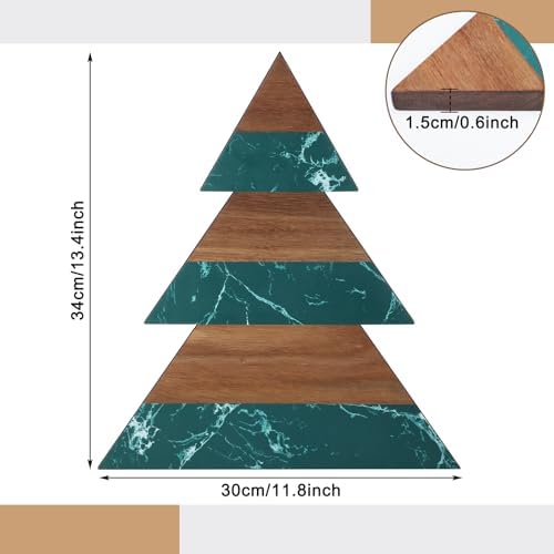 Green Christmas Tree Marble Cheese Board Charcuterie Cutting Tray Marble Serving Decorative for Decoration, alternate view 2