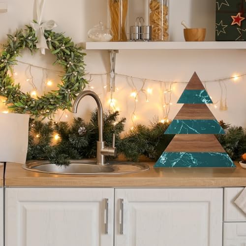 Green Christmas Tree Marble Cheese Board Charcuterie Cutting Tray Marble Serving Decorative for Decoration, alternate view 4