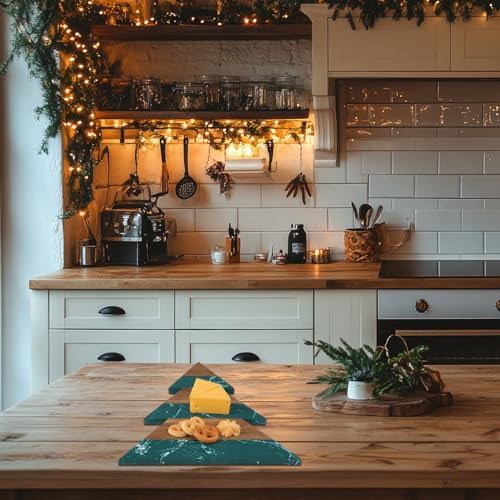 Green Christmas Tree Marble Cheese Board Charcuterie Cutting Tray Marble Serving Decorative for Decoration, alternate view 5