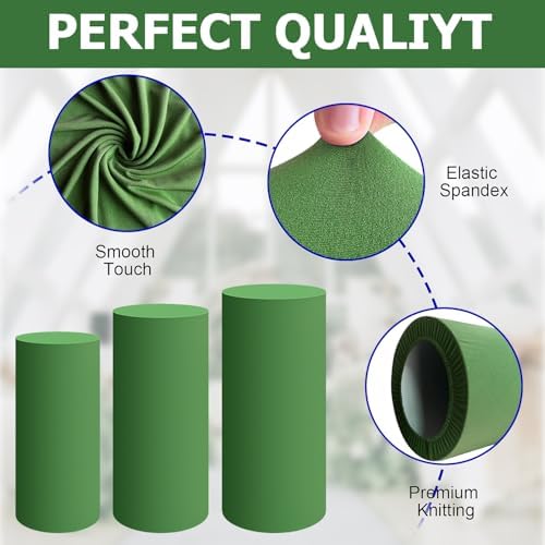 Green Cylinder Pedestal Stand Cover 1 Pcs, alternate view 3