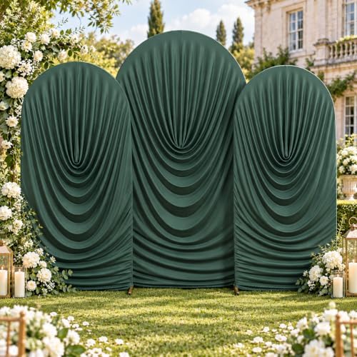 Green Draped Arch Cover, 6FT, 6.6FT & 7.2FT Ruched Ripple Arch Cover