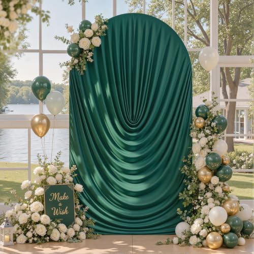 Green Draped Arch Cover, 7.2FT Elegant Wedding Arch Backdrop Cover in 7.2FT in Green, alternate view 2