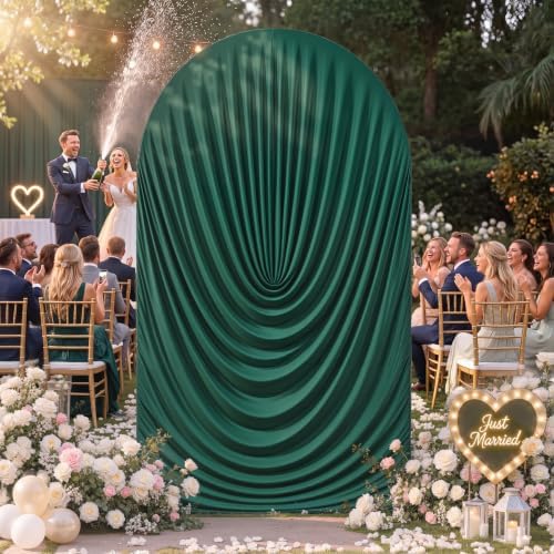 Green Draped Arch Cover, 7.2FT Elegant Wedding Arch Backdrop Cover in 7.2FT in Green, alternate view 3