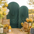 Green Draped Arch Cover Set, 7.2FT & 6FT Ruched Ripple Backdrop in 6+7.2FT in Green, alternate view 2