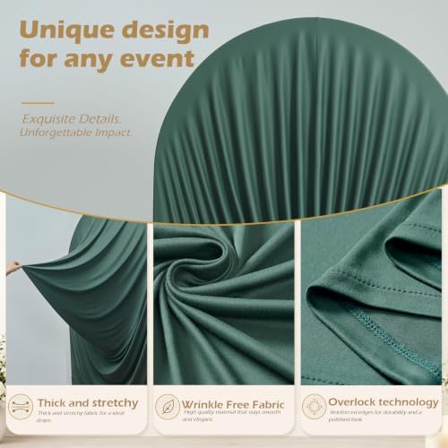 Green Draped Arch Cover Set, 7.2FT & 6FT Ruched Ripple Backdrop in 6+7.2FT in Green, alternate view 6