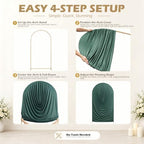 Green Draped Arch Cover Set, 7.2FT & 6FT Ruched Ripple Backdrop in 6+7.2FT in Green, alternate view 7