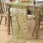 Green Embroidery Daisy Gauze Table Runner 120 Inch 10FT, alternate view 4