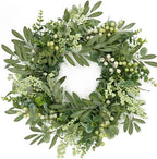 Green Eucalyptus Wreaths for Front Door Spring Summer Wreath with Eucalyptus Leaves, Olives Leaves, Mixed Berry