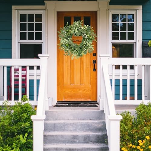 Green Eucalyptus Wreaths for Front Door Spring Summer Wreath with Eucalyptus Leaves, Olives Leaves, Mixed Berry, alternate