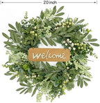 Green Eucalyptus Wreaths for Front Door Spring Summer Wreath with Eucalyptus Leaves, Olives Leaves, Mixed Berry, alternate