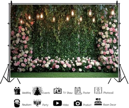 Green Floral Wall Backdrops 10x6.5ft Outdoor Outside Wedding Background Bridal Shower Bride to Be Party, alternate view 4