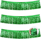 Green Fringe Garland Banner 3Pack 30ft Wall Tinsel Foil Streamers in Green