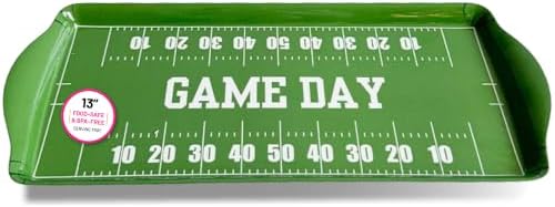 Green Game Day Melamine Serving Tray with Handles Reusable Sports Platter in Green - Game Day