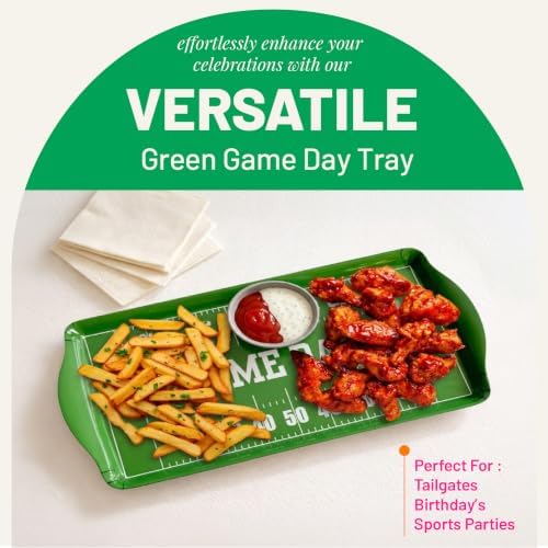 Green Game Day Melamine Serving Tray with Handles Reusable Sports Platter in Green - Game Day, alternate view 4