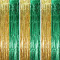 Green Gold Foil Fringe Backdrop Curtains, 3.3x8.2ft, 3 Pack in 3.3x8.2ft