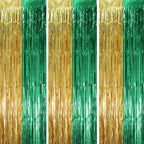 Green Gold Foil Fringe Backdrop Curtains, 3.3x8.2ft, 3 Pack in 3.3x8.2ft